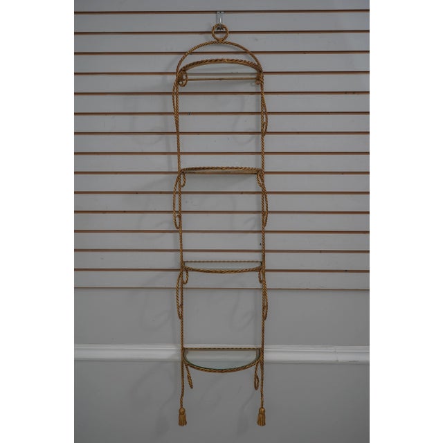Italian Rope & Tassel Gold Finish Iron Hanging Display Shelf For Sale - Image 10 of 10
