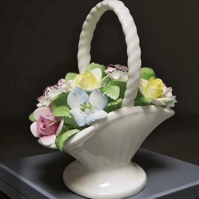 Royal Doulton 1970s Royal Doulton England Bone China Basket of Flowers For Sale - Image 4 of 8