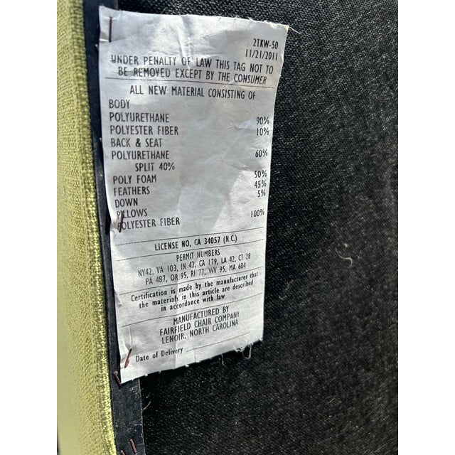 Fairfield Down Sofa - Spring Green For Sale In Naples, FL - Image 6 of 6