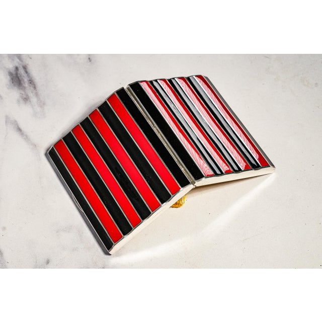 Rare Art Deco Antique Silver Black Red Enamel Cigarette Case Court of Siam Bangkok Presentation Box Luxury Tobacciana For Sale - Image 13 of 18