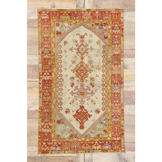Beige Antique Turkish Oushak Rug - 03'04 X 05'07 For Sale - Image 8 of 9