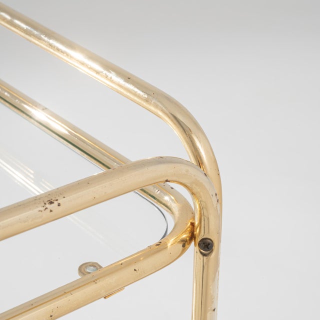 Early 20th Century French Brass Bar Cart with Glass Top on Wheels For Sale - Image 14 of 18