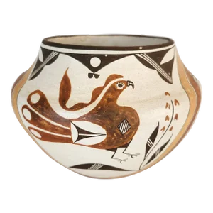 Vintage, Native American, Acoma Pueblo Olla Vessel Depicting the Acoma Bird, Signed by Rose Chino