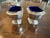 English 1930s Pair of Large English Sterling Silver Salt Cellars Cobalt Liners Birmingham 1932-3 For Sale - Image 3 of 10