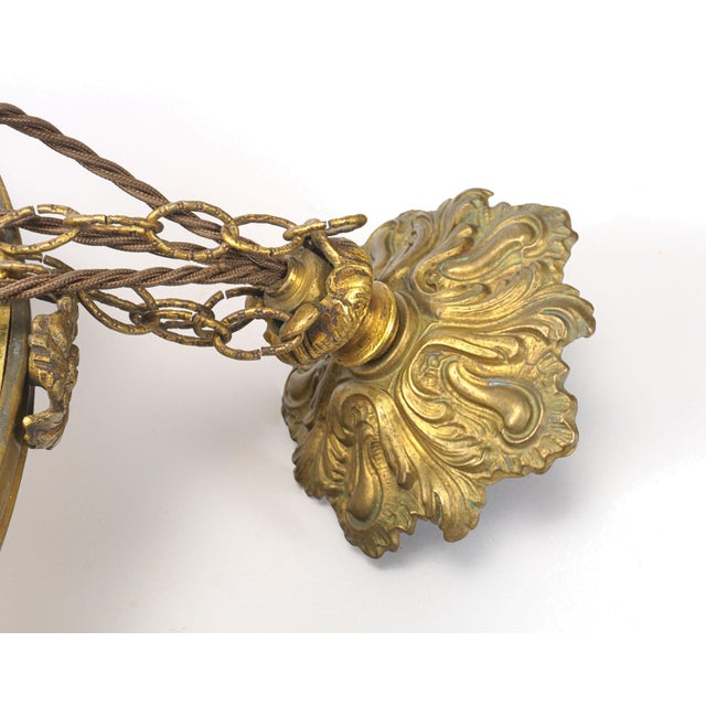 Metal Antique French Glass & Gilt Bronze Tutti Frutti Ceiling Light, 1920s For Sale - Image 7 of 8