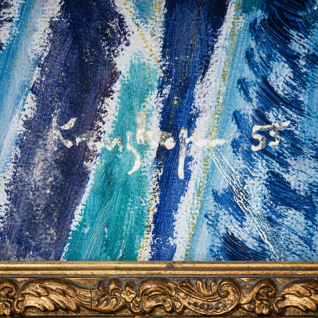 Werner Kreuzhage, Blue Fish, Oil Painting on Wood, 1955 For Sale - Image 11 of 12