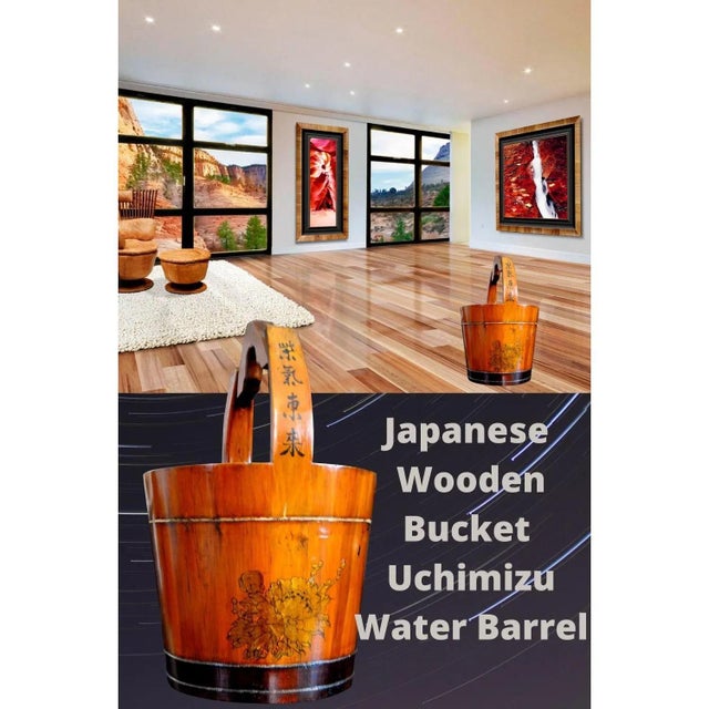 Antique Water Barrel Bucket Japanese Wood Uchimizu Cachepot For Sale - Image 11 of 14
