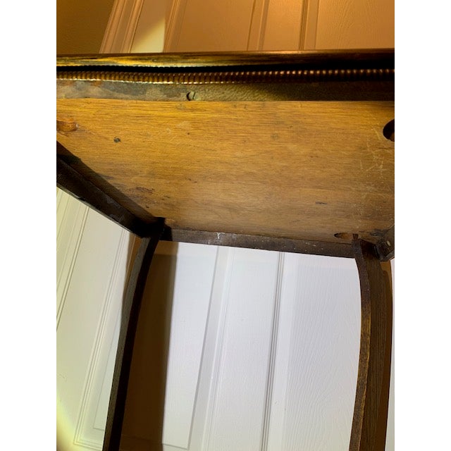 Antique Square Handcarved Apron 2 Tier Side Table Cabriole Style Legs For Sale - Image 4 of 8