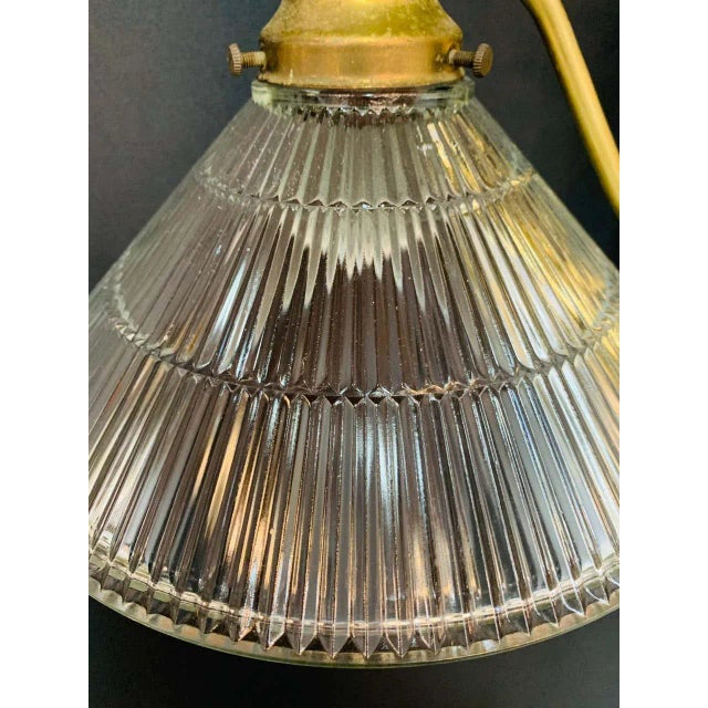 Georgian Brass Two Flared Glass Shades Pendant or Chandelier For Sale - Image 10 of 13