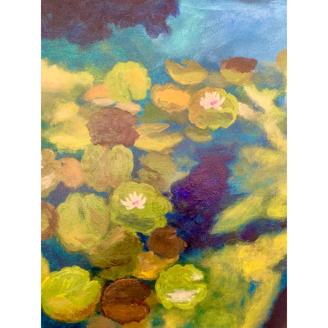 Impressionist Blue Water Impressionist Style Contemporary Acrylic Painting For Sale - Image 3 of 7