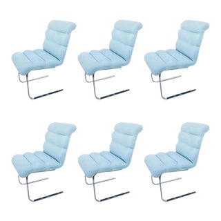 Vintage Cantilever Chrome Dining Chairs by Preview Furniture - Set of 6 For Sale