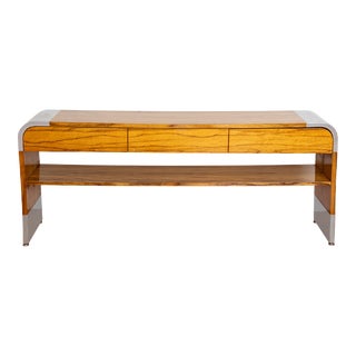 Pace Collection Modern Chrome and Rosewood Console For Sale