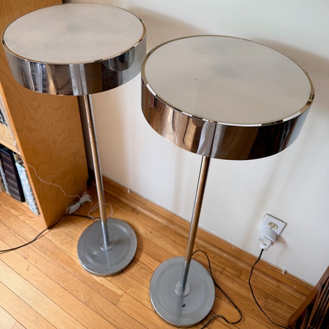 Mid-Century Modern 1960s Chrome Floor Lamps - a Pair For Sale - Image 3 of 12