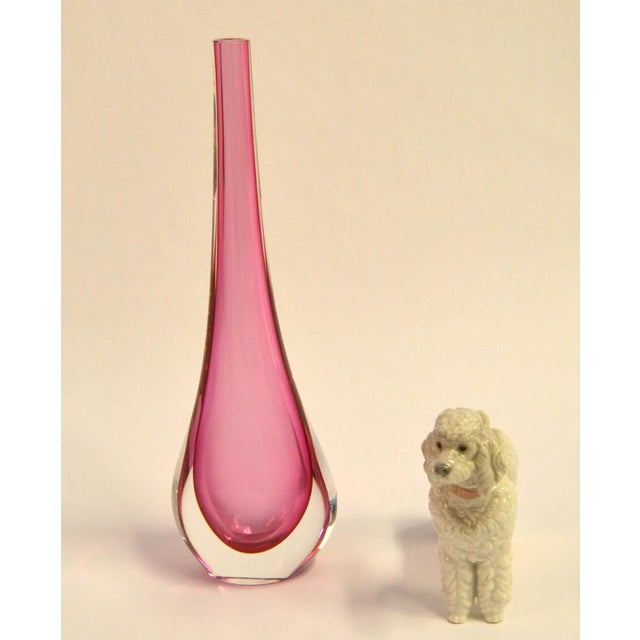 1960 Flavio Poli for Seguso Pink Murano Hand Blown Art Glass Vase Teardrop Shape For Sale - Image 10 of 14