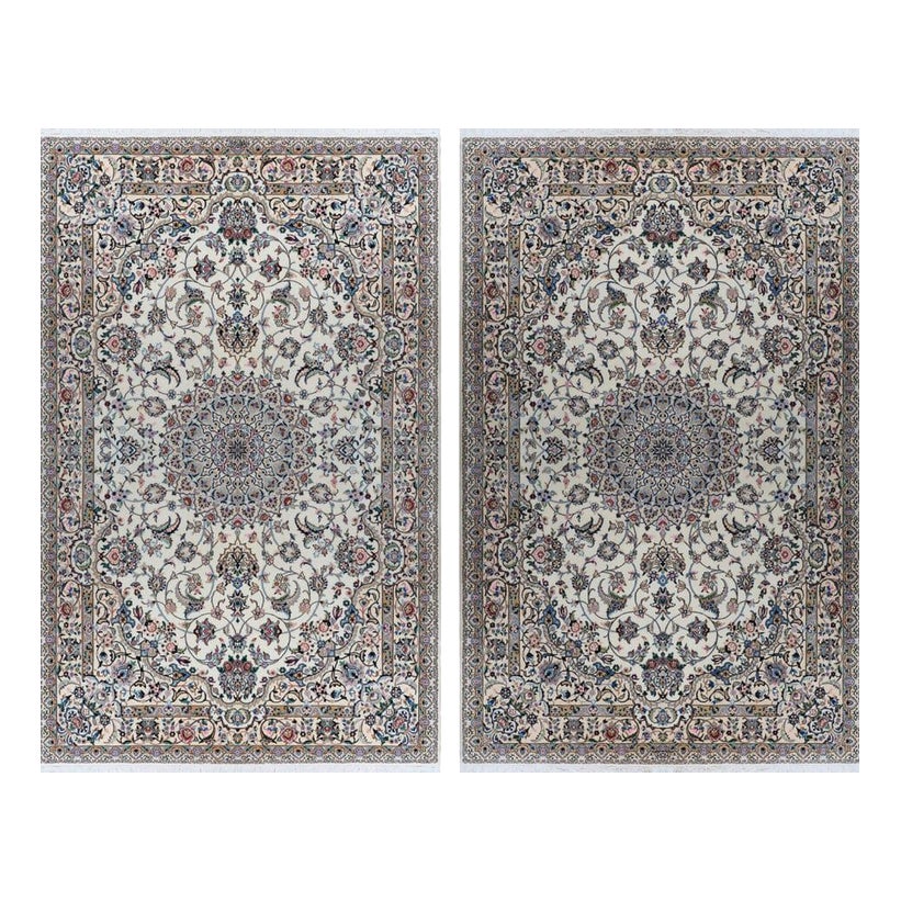 Middle Eastern Nain Rugs in Cork and Silk, Set of 2 | Chairish