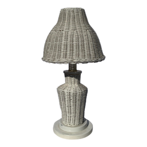 Mid 20th Century Mid Century White Wicker Lamp