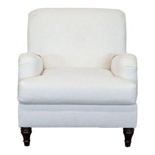 Pottery Barn Classic White Lounge Chair – Comfortable Upholstered Armchair For Sale