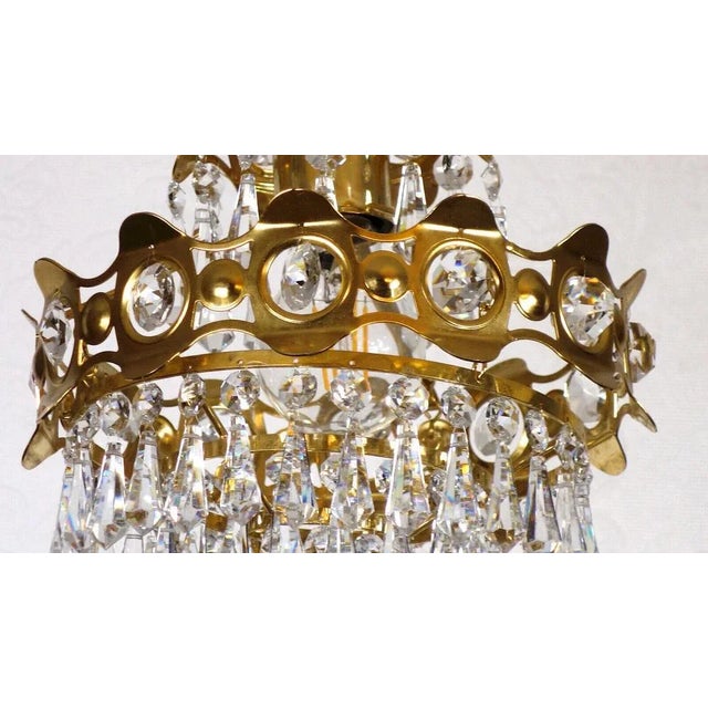 Gold Brass & Lead Crystal Bodenmais Chandelier from Joska, 1970s For Sale - Image 8 of 12
