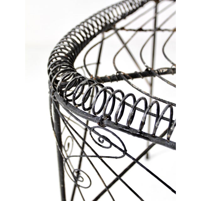 Metal Antique Victorian Black Wire Plant Stand For Sale - Image 7 of 10