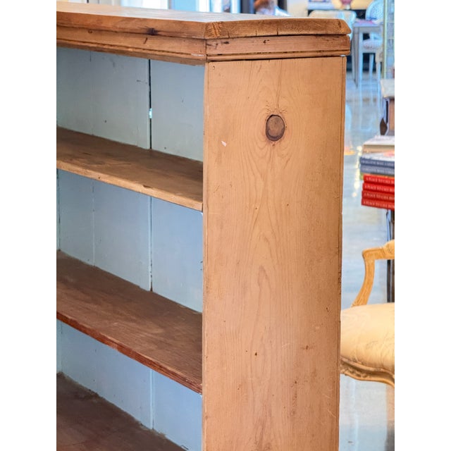 19th Century Pine Open Bookcase With Painted Blue Interior For Sale - Image 12 of 13