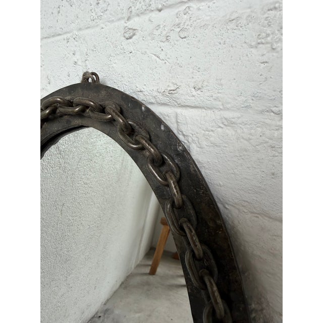 Vintage Brutalist Oval Chain Mirror, 1950 For Sale - Image 18 of 18