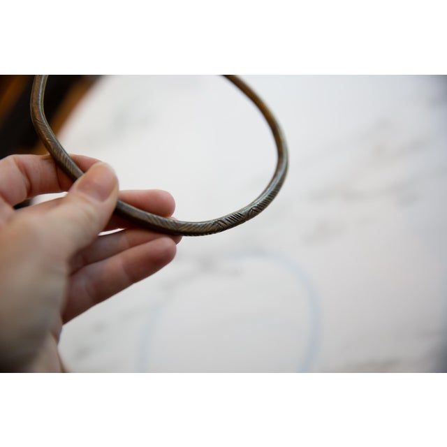 African Vintage African Bronze Artifact With Geometric Detailing For Sale - Image 3 of 8