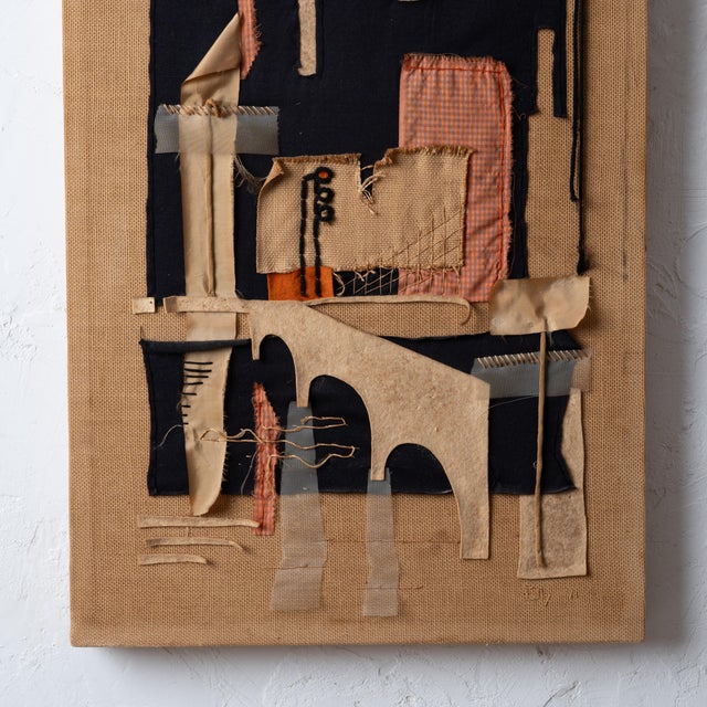 Mid-Century Modern Textile Collage, 1961 For Sale - Image 4 of 11