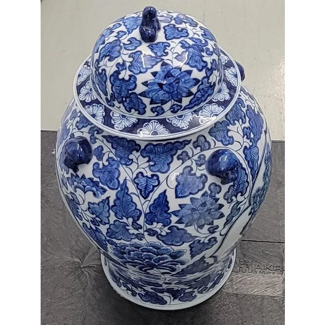 Ceramic 20th C Blue and White Ginger Jar With He-He Twins For Sale - Image 7 of 11