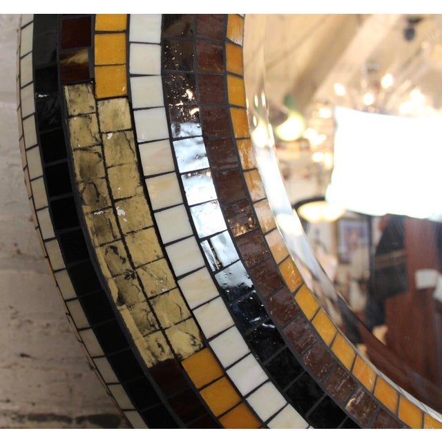 Late 20th Century Mid-Century Round Mosaic Tile Mirror For Sale - Image 5 of 10