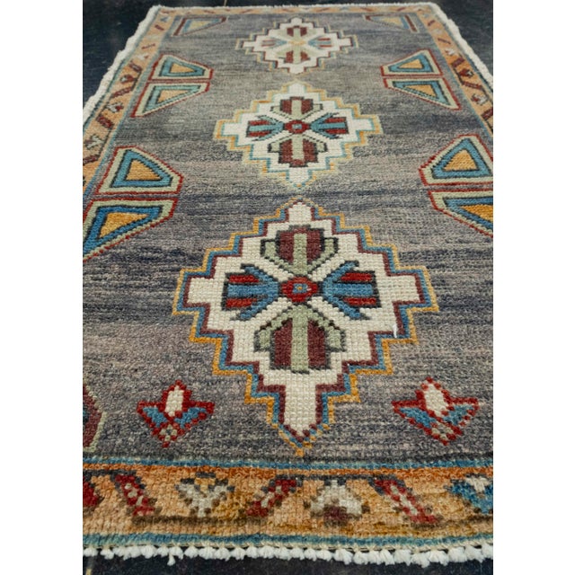 Turkish Turkish Mini Rug Oriental Hand Knotted Vintage Rug 2' x 3'4" #16378 For Sale - Image 3 of 8