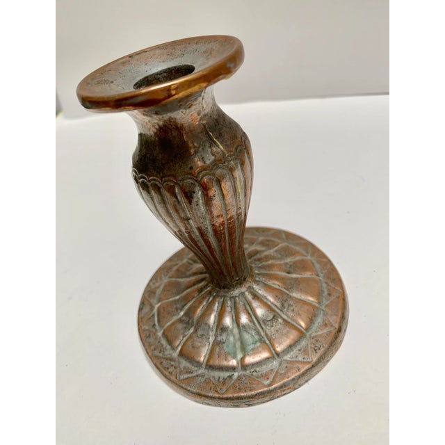 Vintage Copper Pewter Forged Candleholder For Sale In Sacramento - Image 6 of 9