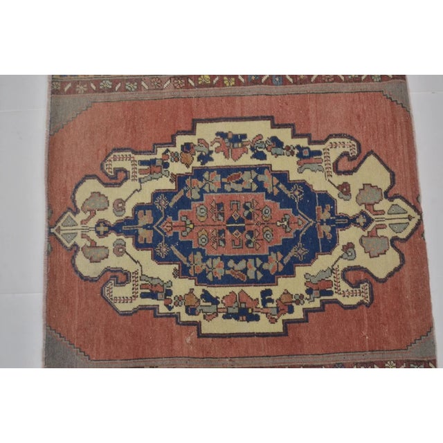 Vintage Turkish Oushak Medallion Rug in Terracotta, Cream & Indigo For Sale - Image 10 of 10
