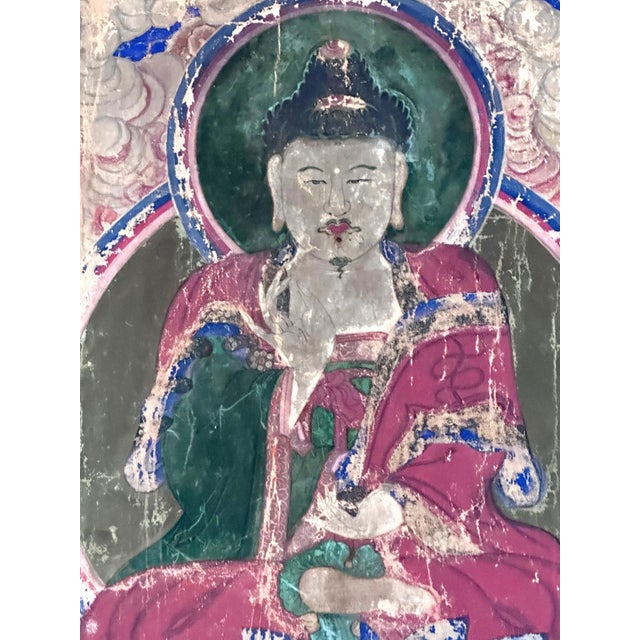 Green Korean Buddhist Temple Scroll Painting Sinjung T'aenghwa Joseon Dynasty For Sale - Image 8 of 12
