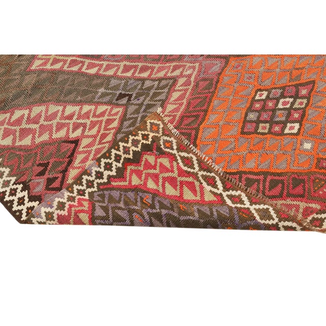 Mid 20th Century Mid 20th Century Vintage Decorative Turkish Kilim Rug For Sale - Image 5 of 7