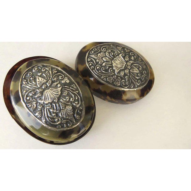 Nesting Shell Boxes with Silver Repousse Tops Oval - Set of 4 For Sale - Image 4 of 7