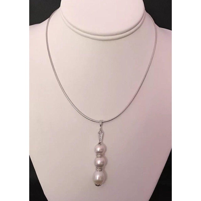 Diamond South Sea Pearl Necklace 14k Gold Italy Certified For Sale - Image 9 of 10