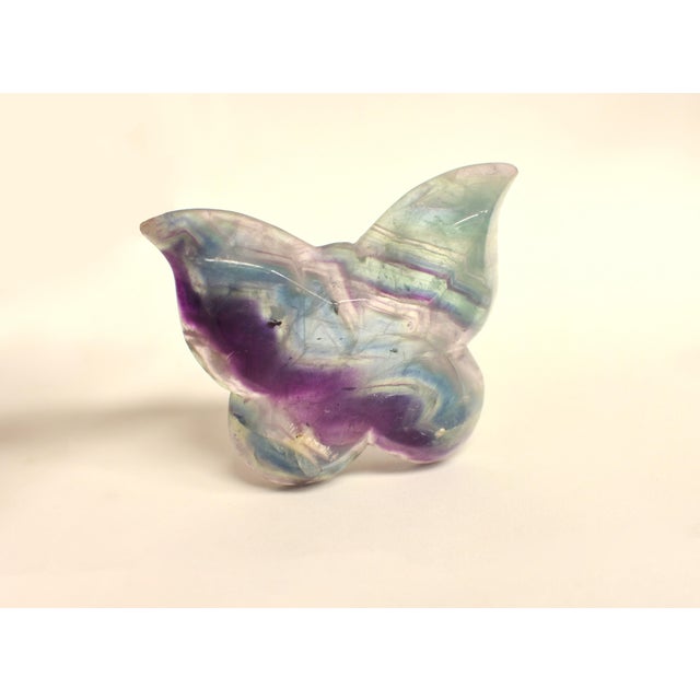 Pair Natural Fluorite Butterfly Dishes Gemstone Rock Crystal For Sale - Image 11 of 15