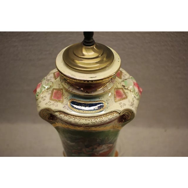 Early 20th Century Early 20th Century Hand-Painted French Porcelain Electric Lamp For Sale - Image 5 of 10