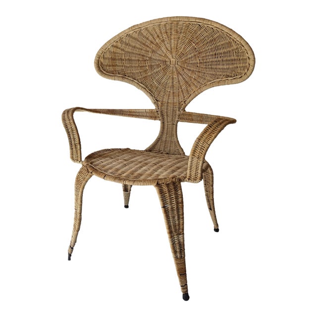1960s Tropi-Cal Attributed to Danny Ho Fong Garden Patio Wicker Chair For Sale