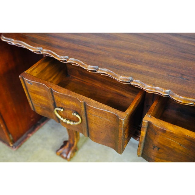 Alfonso Marina Spanish Colonial Mahogany Console With Carved Claw Feet 20th Century For Sale - Image 13 of 13