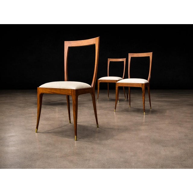 Set of Six Sculptural Dining Chairs in Caviuna & Bouclé by Giuseppe Scapinelli, Brazil, 1950s For Sale In New York - Image 6 of 16