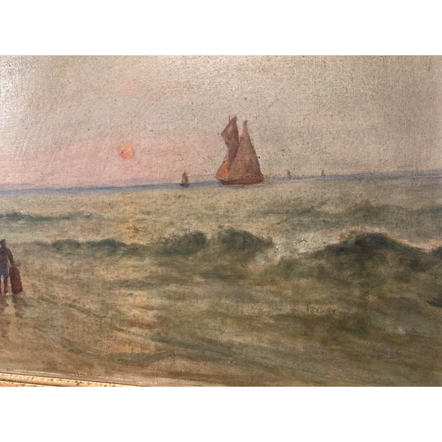 F. Peyre, Seascape at Sunset, 1920s, Oil on Canvas For Sale - Image 11 of 14