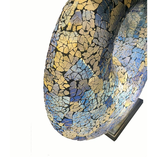 Blue Sculptural Crackled Glass Mosaic Table Lamp, 1990s For Sale - Image 8 of 12