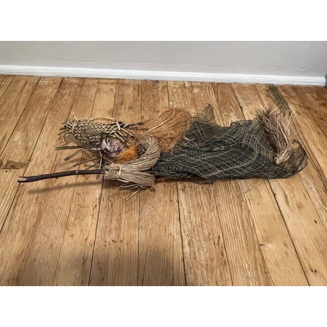 VTG 26" Paper Mache Burlap Kitchen Witch Halloween Folk Art Decor For Sale - Image 4 of 10