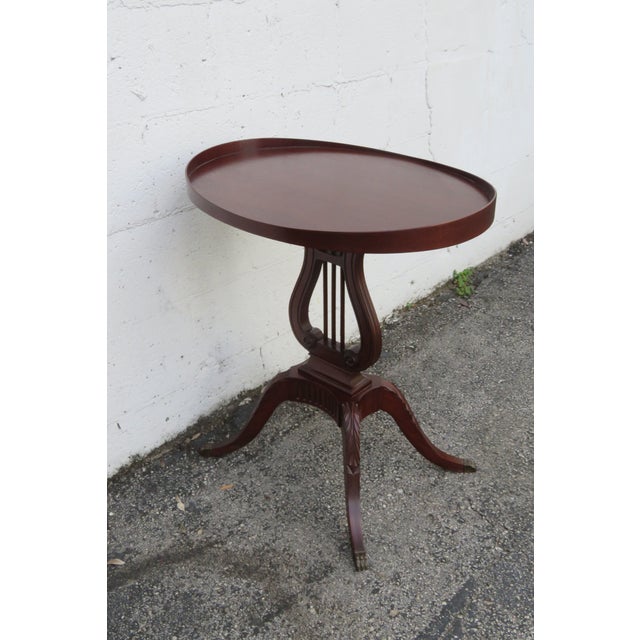 1940s Mahogany Oval Harp Design Claw Feet Side End Table For Sale - Image 12 of 14