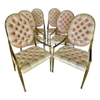 Set 6 Brass Dining Armchairs by Mastercraft For Sale
