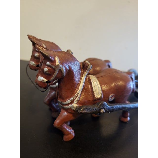 Antique Cast Iron Horse Drawn Carriage Driver Cart Early 1900s Wagon Toy Display For Sale In San Francisco - Image 6 of 17