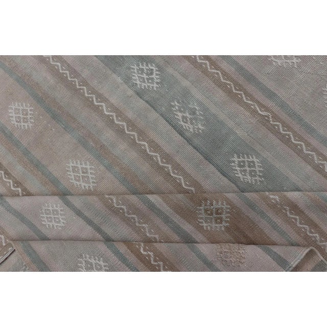 Turkish Vintage Kilim Rug With in Tan, Taupe, Brown, Gray Blue, and Earth Tones For Sale - Image 11 of 13