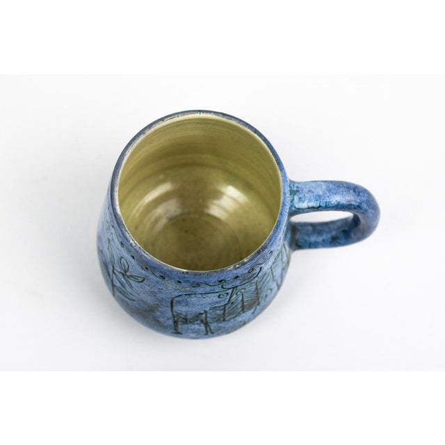 Jacques Blin Mid-Century Earthenware Cup with Sgraffito Decoration of Fantastic Animals by Jacques Blin, France, 1960s For Sale - Image 4 of 13