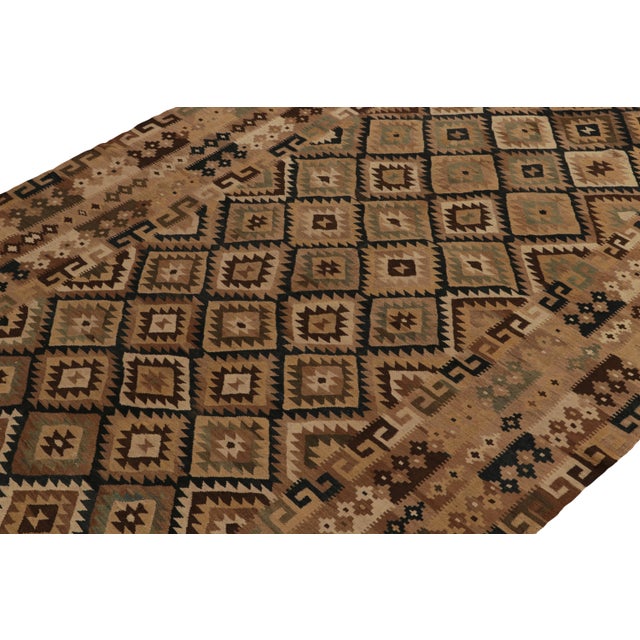 Rug & Kilim Vintage Afghani Kilim Rug in Beige-Brown, Teal and Black Tribal Pattern For Sale - Image 4 of 7